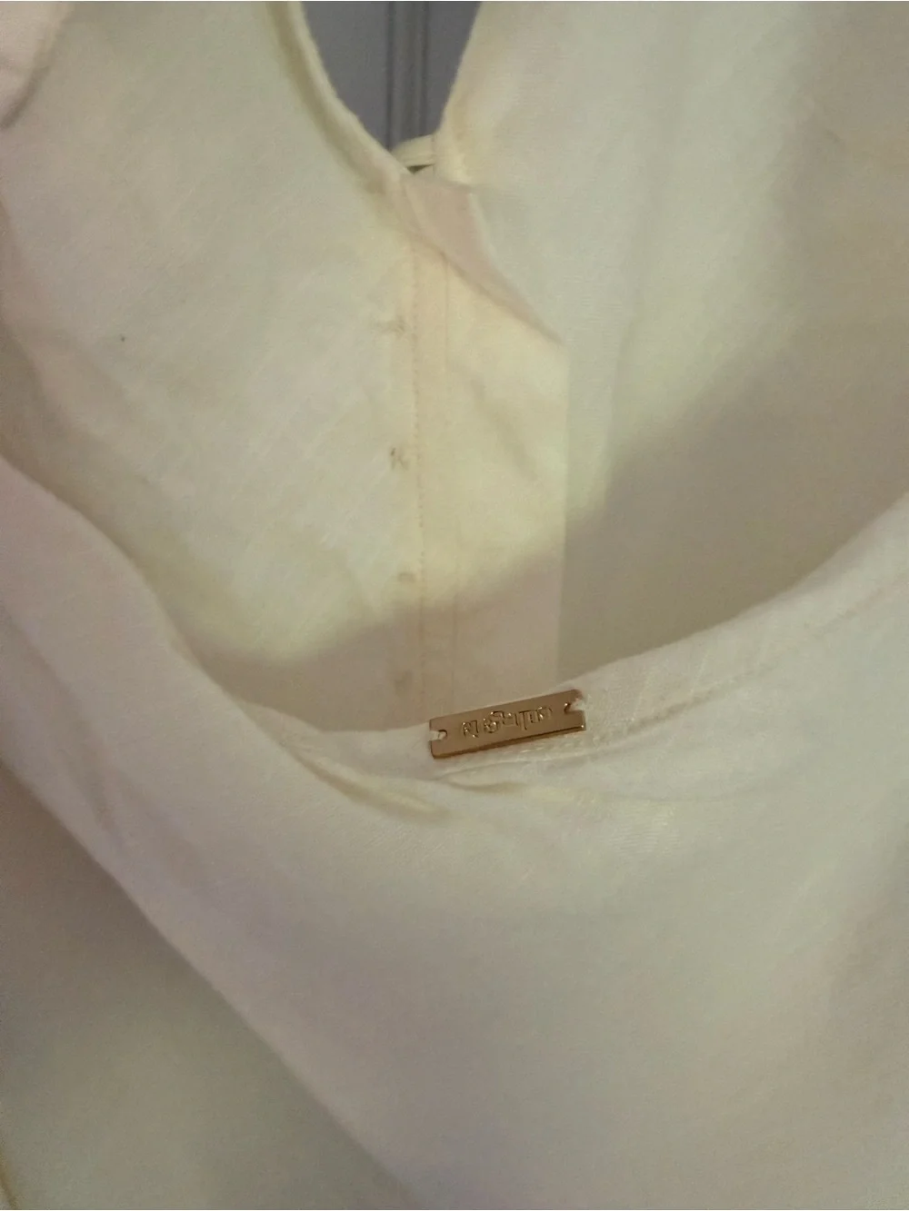 cult gaia ivory halter button-front midi dress linen with wrapped buttons - Picture 8 of 12